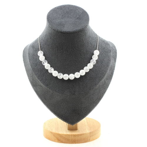 Cracked Quartz from Brazil 8 mm 15 beads necklace 