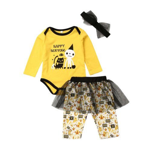 Newborn Baby Girls Halloween 3PCs Outfits