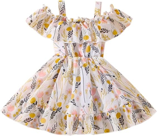 Main  Girl's Lycra Floral Printed Frock Dress for Girls 1-2-YEARS image