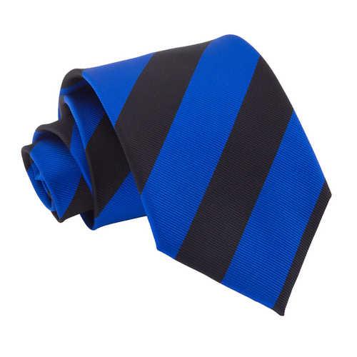 Striped Classic Tie - Royal Blue & Black