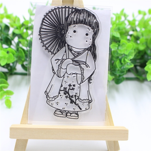 Japanese Girls Transparent Stamps + Metal Cutting