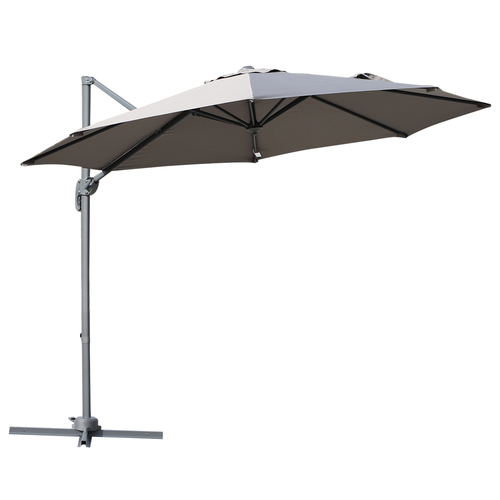 Outsunny 10ft Hanging Roma Offset Umbrella 360¬∞ Rotation w/ Cross