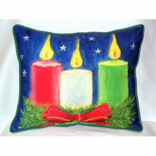 Betsy Drake ZP255 Christmas Candles Indoor & Outdoor Throw Pillow- 20