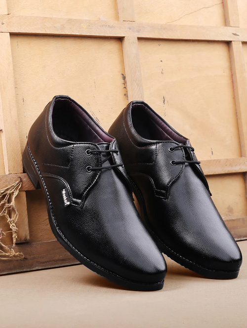 Black Lace-Up Derby Formal Shoes (Size-UK-9) (Color-BLACK)