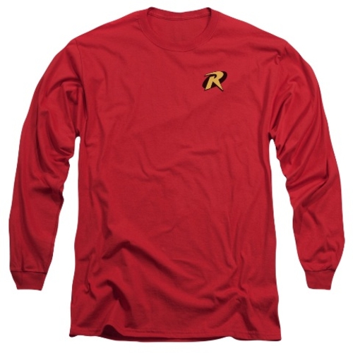 Trevco Batman-Robin Logo - Long Sleeve Adult 18-1 Tee - Red- Large