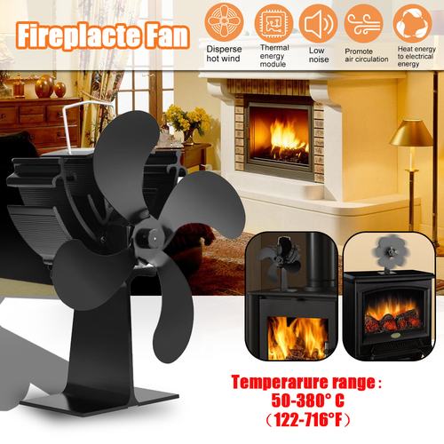 4 Blade Heating Furnace Fan Quiet Fireplace Fan