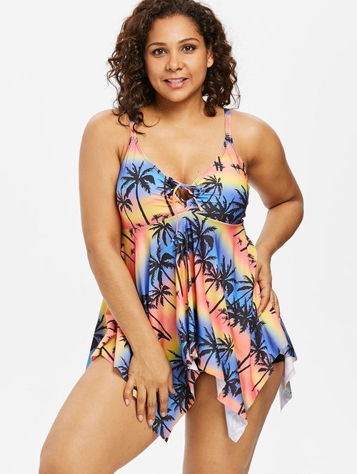  Plus Size 5XL Palm Tree Handkerchief Women