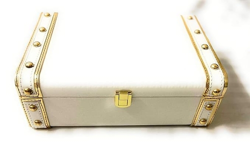 India Tradition Classic Rectangular Decorative Trunk Box (White,