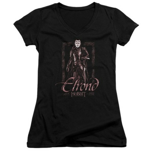 Main Trevco The Hobbit-Elrond Stare Junior V-Neck Tee- Black - XL image