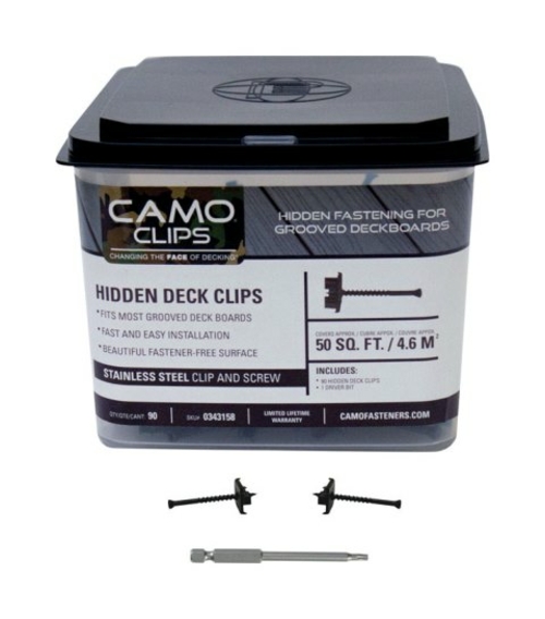 Camo 0343158 Hidden Deck Clip  Stainless Steel - 90 Count