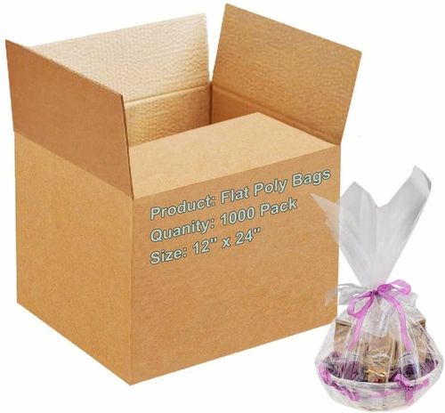 Pack of 1000 Flat Poly Bags 12 x 24. Clear Polyethylene Bags 12x24.