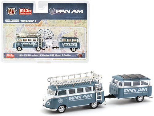1958 Volkswagen Microbus 15 Window U.S.A. Model with Travel Trailer