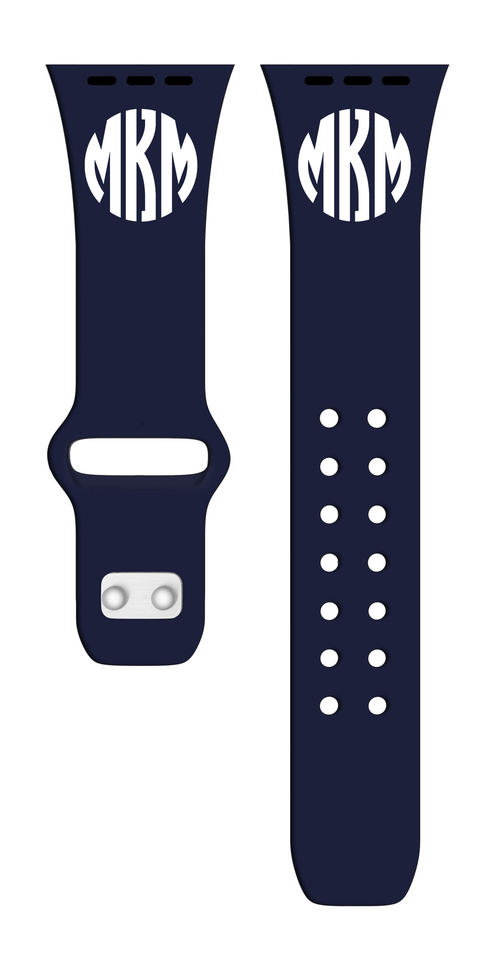 Custom Monogram HD Navy Watch Band Compatible with Apple Watch