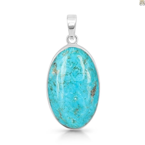 Turquoise Pendant Silver Rough Design  Artificial