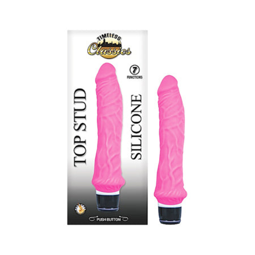 Timeless Classics Top Stud 9.5in. Multispeed Waterproof Vibe (Pink)