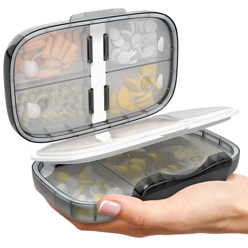 Medicine Pill Organizer Travel Airtight Pill Box for Purse Vitamin