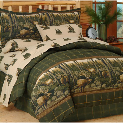 BRT - Rocky Mountain Forest Elk - Modern Rustic Complete Bedding Set