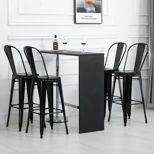 HOMCOM Set of 4 Bar Stools Kitchen Industrial Breakfast Bistro Cafe