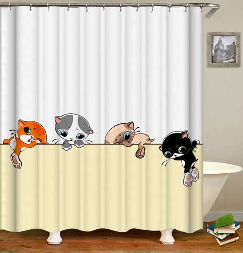 Adorable Cartoon Kittens Shower Curtain