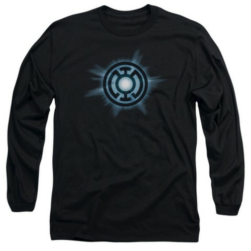 Trevco Green Lantern-Blue Glow Long Sleeve Adult 18-1 Tee, Black -