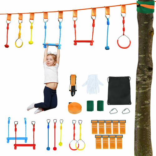 Kids Ninja Obstacle Course Line15m Kit Hanging