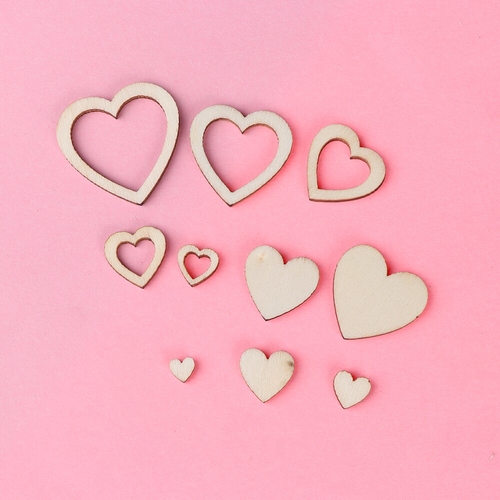 100pcs/Pack  Wooden DIY Hollow Love Heart