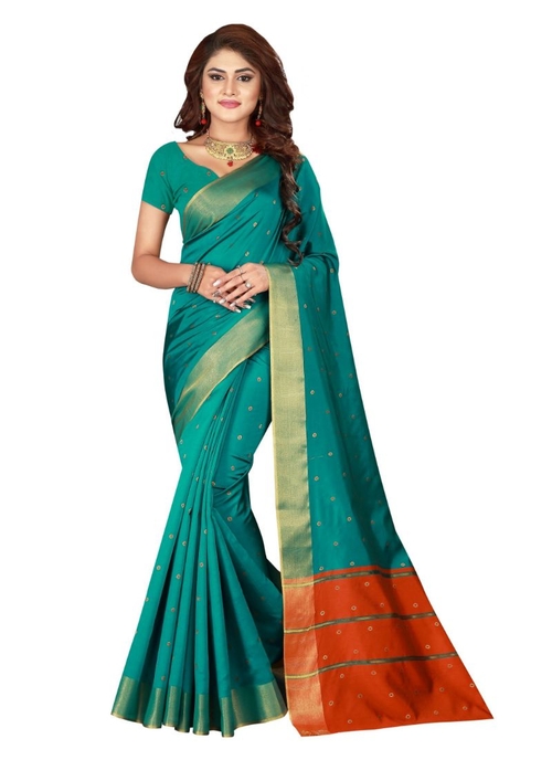 Generic Women's Cotton silk blend Saree with