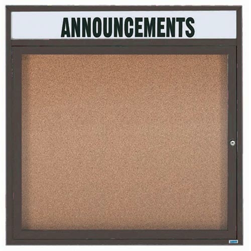 Aarco Products DCC3636RHBA Enclosed Bulletin Board with Heater - Bronz