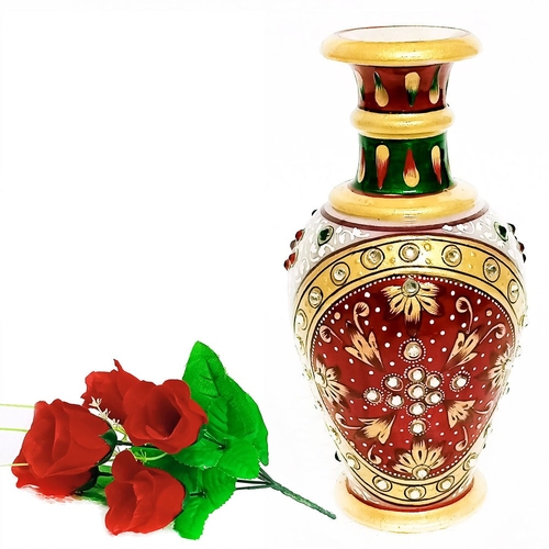 Marble Flower Pot Beautiful Gold Color Designer Showpiece Approx Size