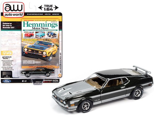 1971 Ford Mustang Boss 351 Dark Green Metallic with Silver Stripes and