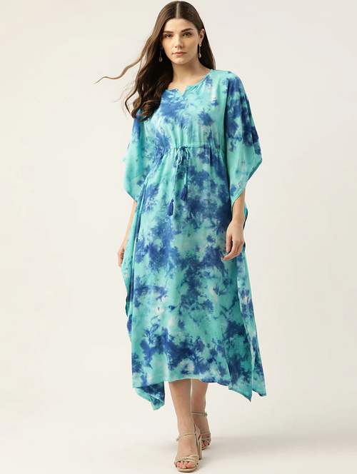 Women'S Asymmetric Geometric Dress (Size-L) (Color-LIGHT BLUE)