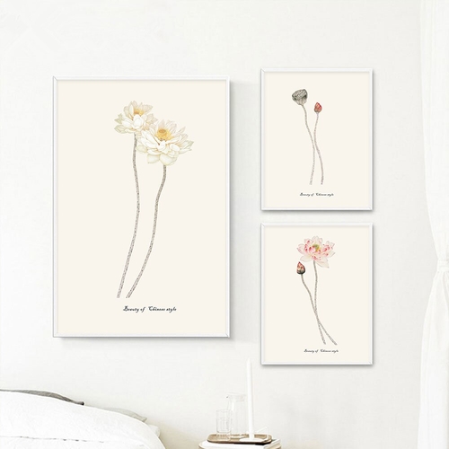 Chinese Lotus Flower Canvas Poster