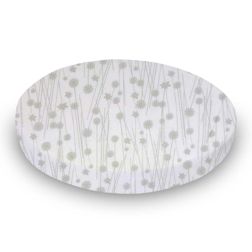 SheetWorld Fitted Round Crib Sheet - 100% Cotton Woven - Grey Floral