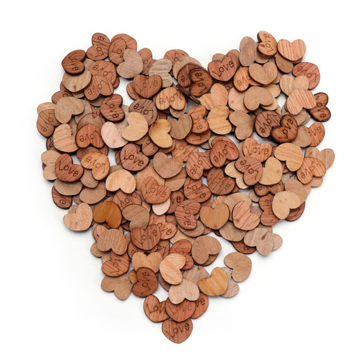 100pcs/pack Love Heart Shape Wooden Buttons