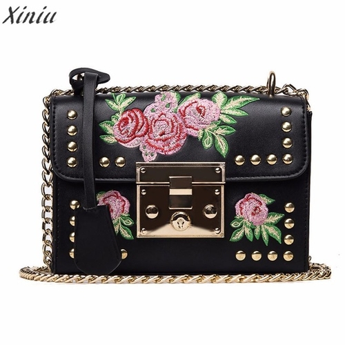 Top brand Women Messenger Bags Embroidery Rose