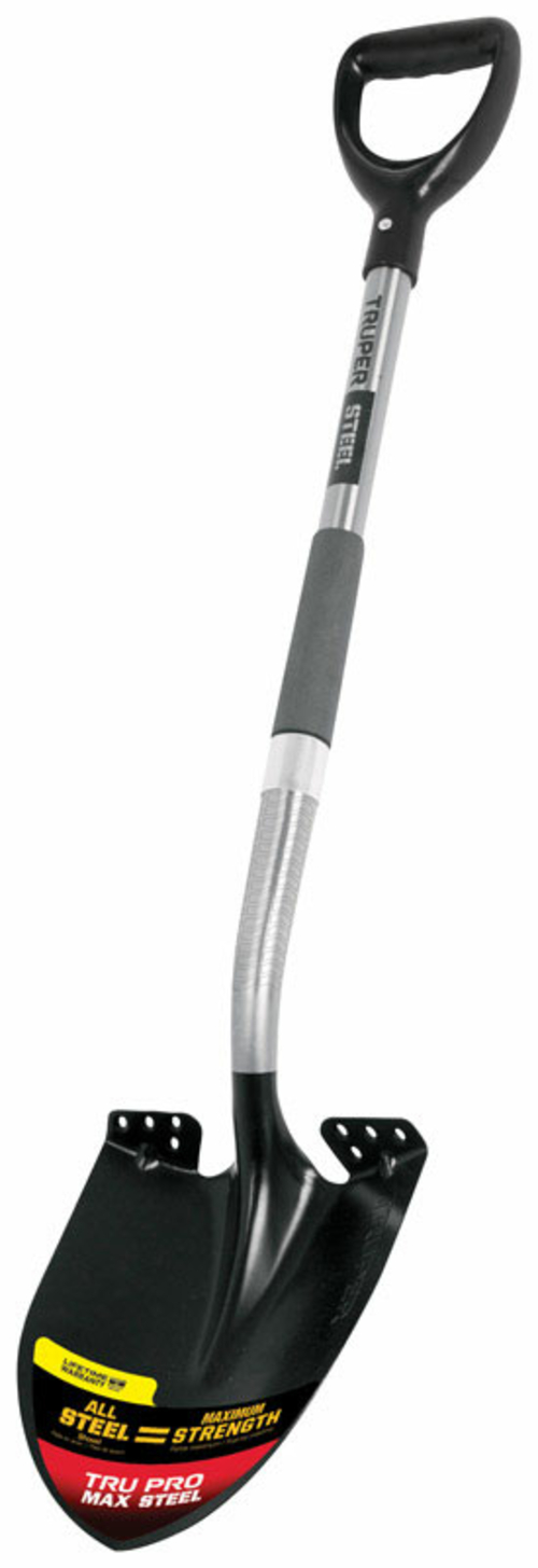 Truper 7598576 11 x 8.75 x 27 in. D-Handle Steel Round Point Shovel&#4
