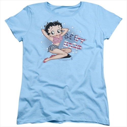 Boop-All American Girl - Short Sleeve Womens Tee Tee, Light Blue -