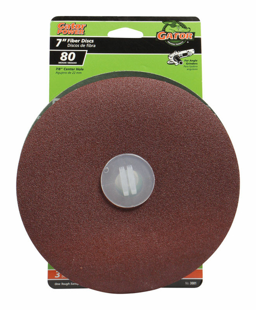 Ali Industries 2004760 7 in. Fiber Sanding Disc, 80 Grit - Pack of