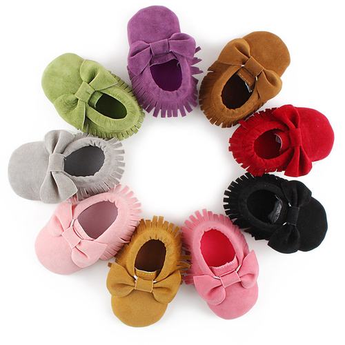 Hot Sale Baby Shoes Fringe Big Bow Soft Sole PU