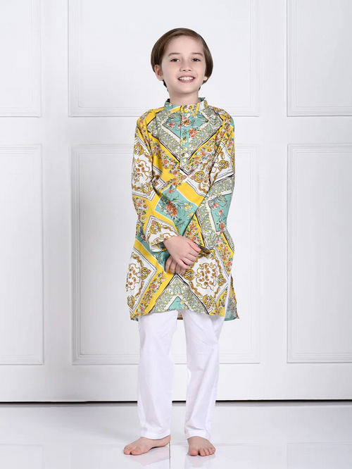 Color Blocked Kurta Pajama Set (SIZE-5-6yr) (COLOR-MULTICOLOR)