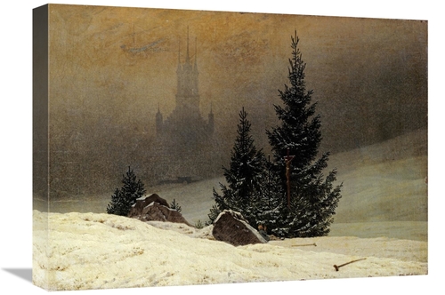 Global Gallery GCS-266348-22-142 22 in. Winter Landscape with a Church