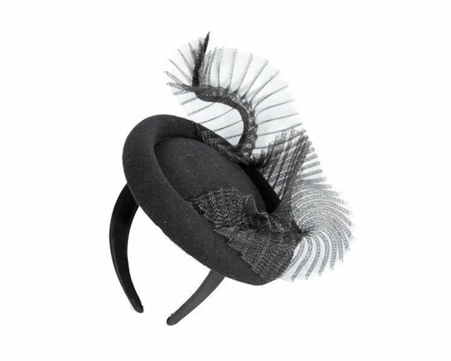 Tall black winter fascinator