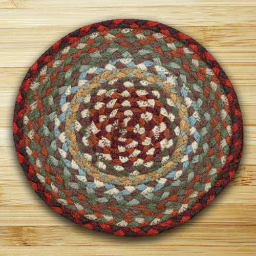 Earth Rugs 46-417 Round Miniature Swatch- Thistle Green and Country Re