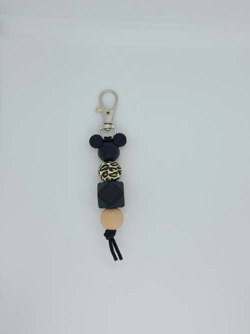 Mouse Leopard Print Silicone Beaded Keychain