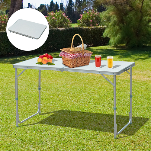 Outsunny 4ft Garden Camping Table Picnic BBQ Desk Adjustable Foldable