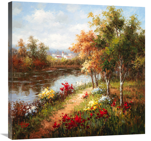 Global Gallery GCS-132489-3030-142 30 x 30 in. Poppies & Stream Art Pr