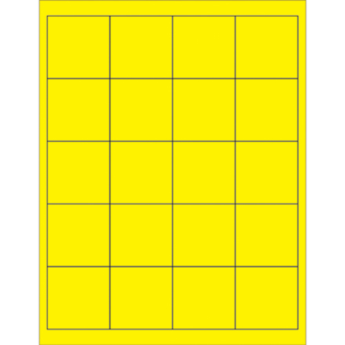 Box Partners LL172YE 2 x 2 in. Fluorescent Yellow Rectangle Laser Labe