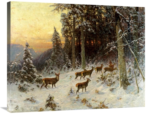 Global Gallery GCS-267388-36-142 36 in. Deer in Winter Wooded Landscap