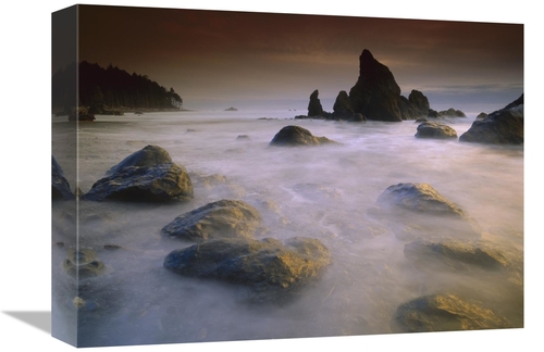 Global Gallery GCS-397044-1216-142 12 x 16 in. Sea Stack & Rocks Along