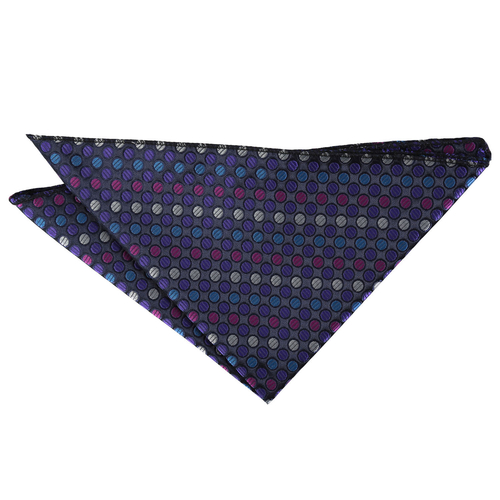 Chequered Polka Dot Handkerchief - Purple, Blue & Pink